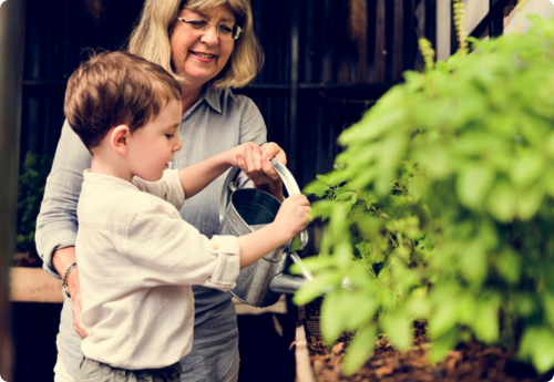 Jongetje houdt zijn plantjes bij net zoals duurzame beleggingen